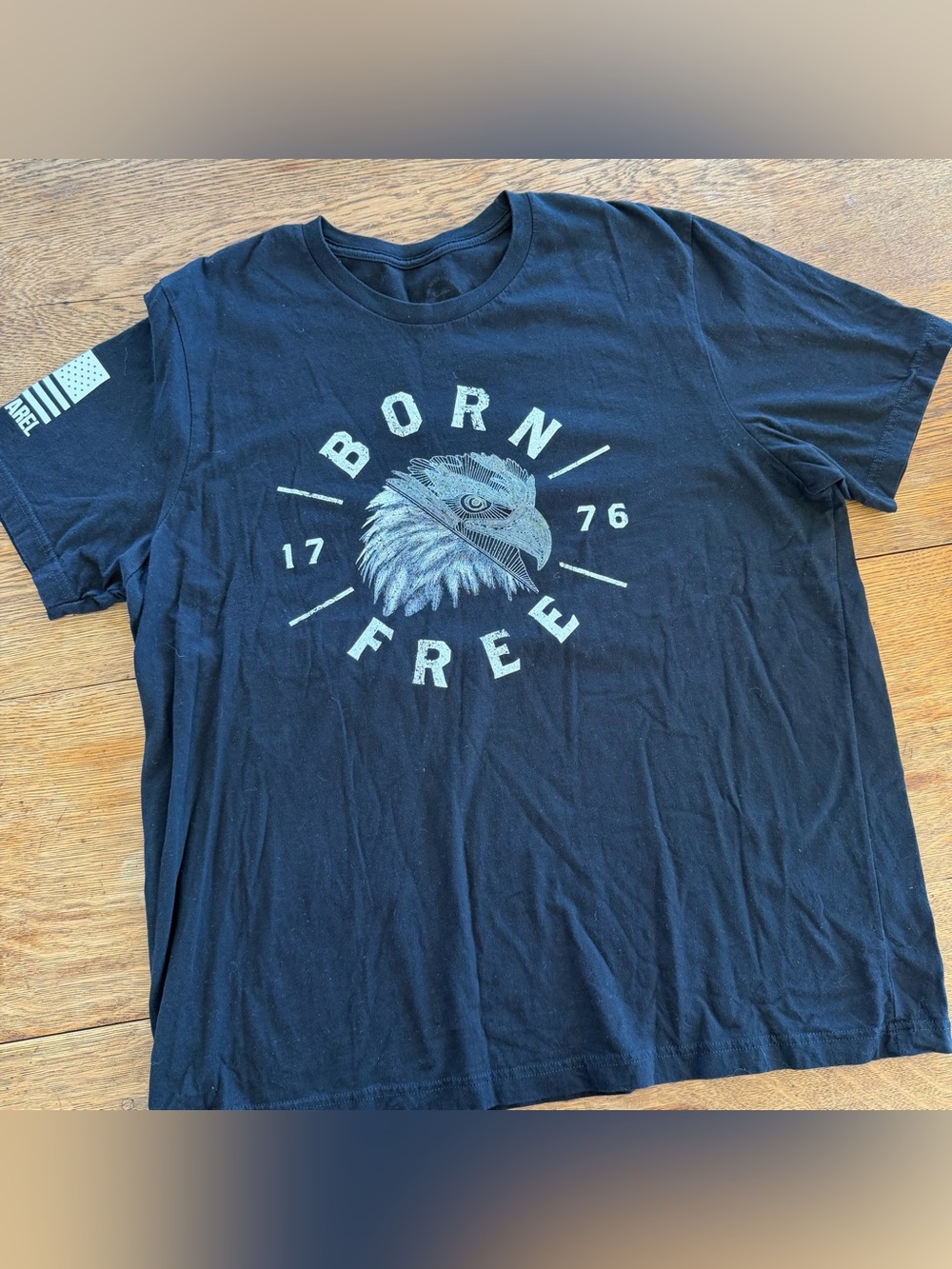 Nineline Apparel 1776 Born Free American Flag Graphic Black & White Tee